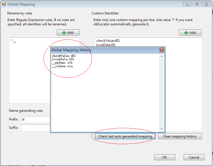 Last generated mapping